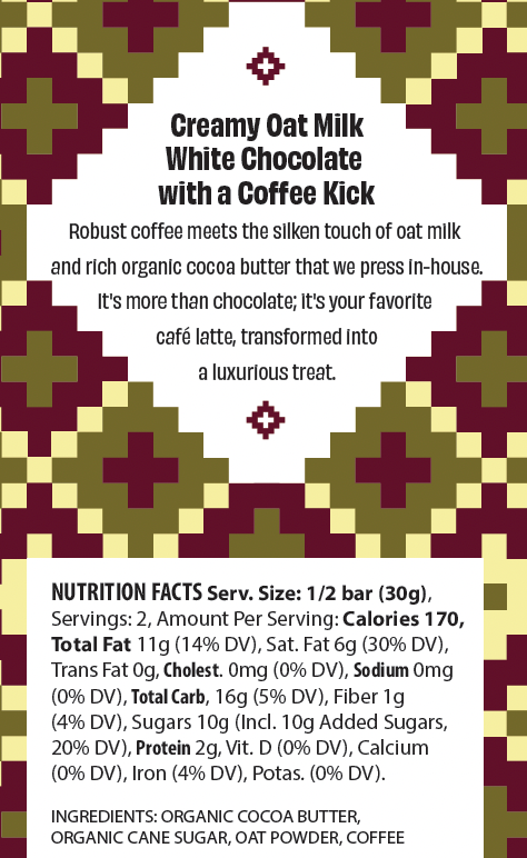 Oat Milk White Chocolate with a Coffee Kick